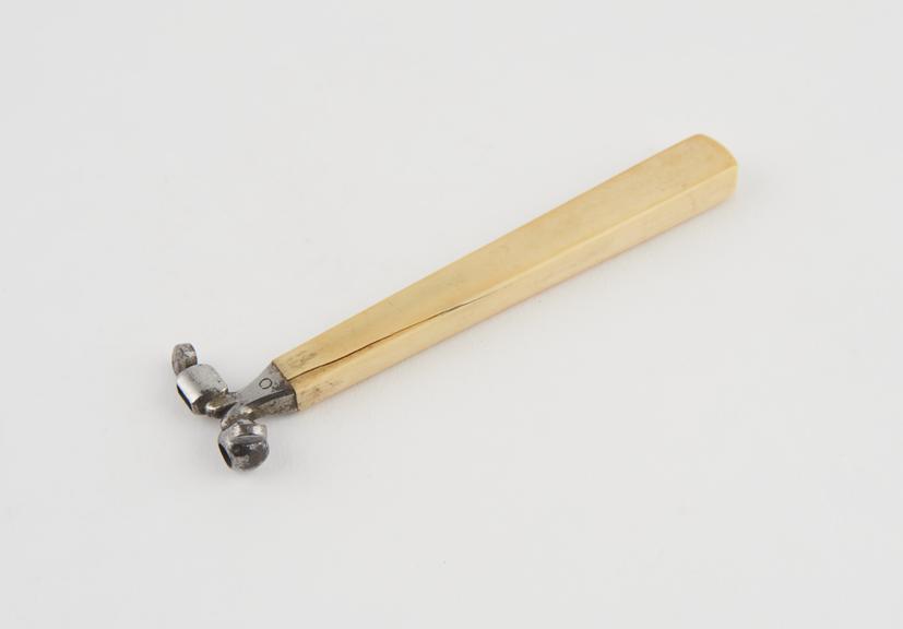 Handle for dental separating saw, ivory and steel, Europe