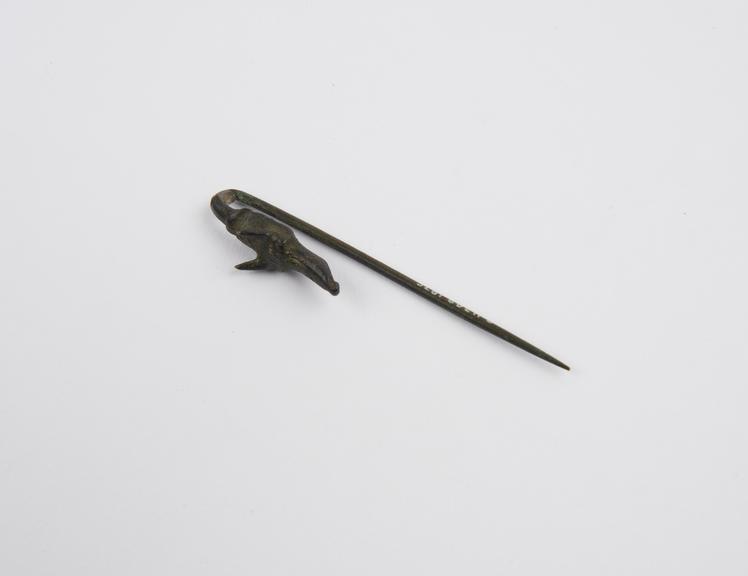 Pin with jackal's head, bronze, Roman