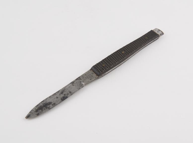 Post mortem scalpel, steel and ebony, by Brown of London