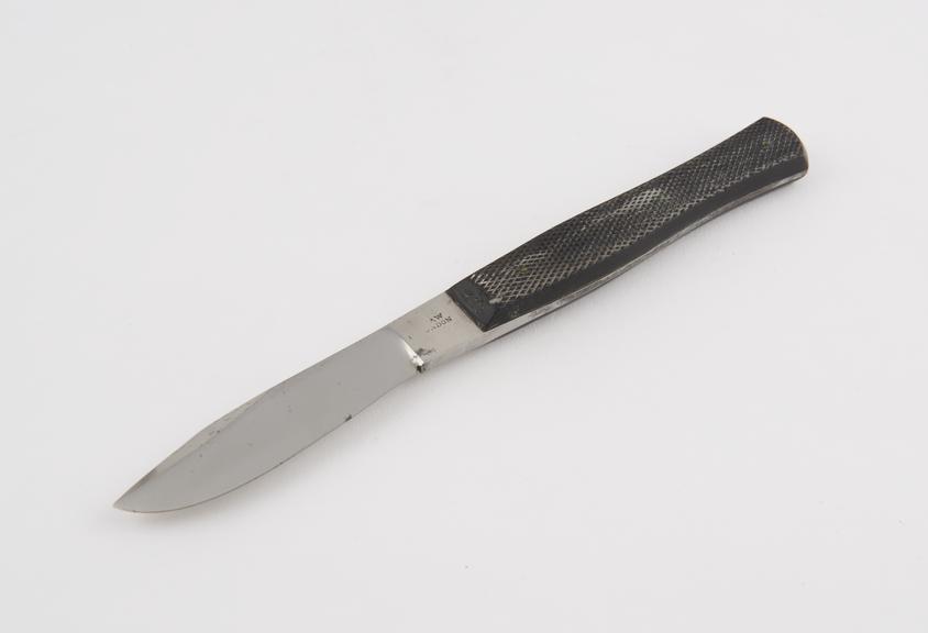 Post mortem scalpel, steel and ebony, by Maw of London