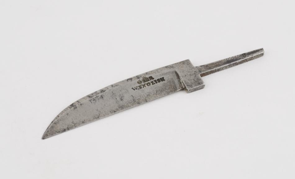 Knife, blade only, steel, by W. English, 1760 to 1830, British