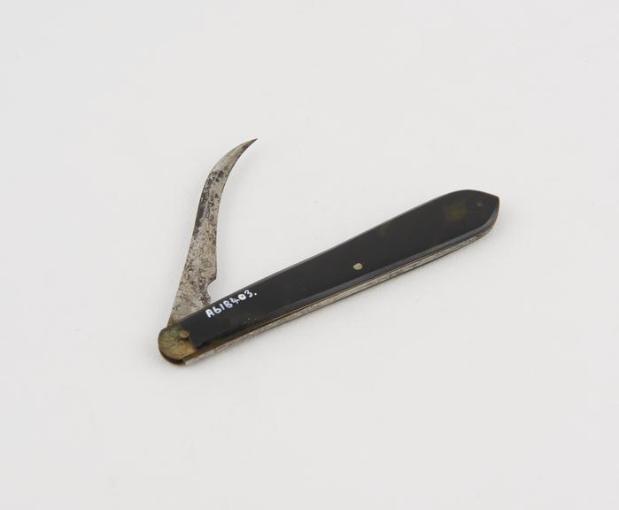 Syme's abscess knife, steel, folding, in tortoiseshell sheath