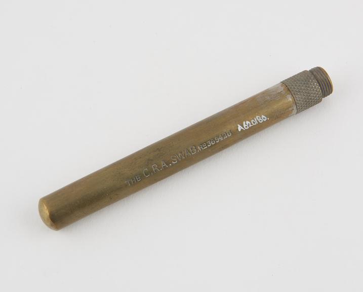 Swab, steel, brass plated, with cotton-tip, in case