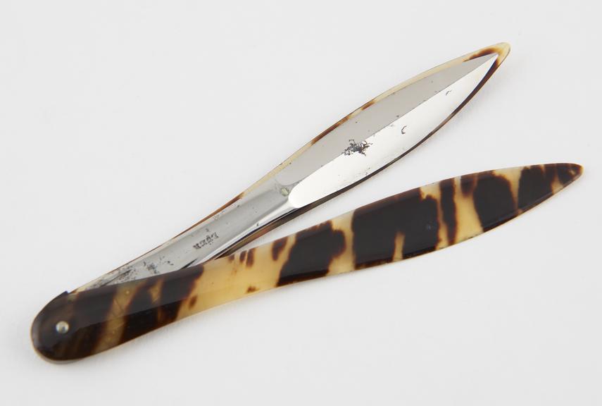 Seton needle, steel, in tortoiseshell sheath, by Luer, French