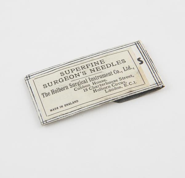 Set of suture needles, steel, in paper sachet