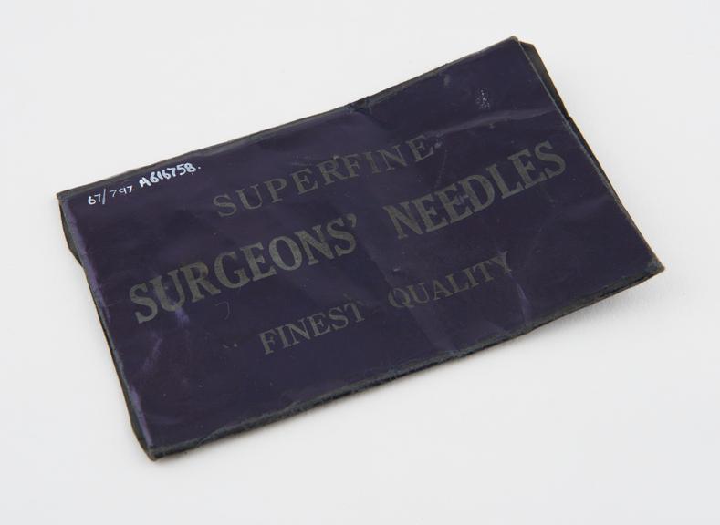 Packet of suture needles, possibly English