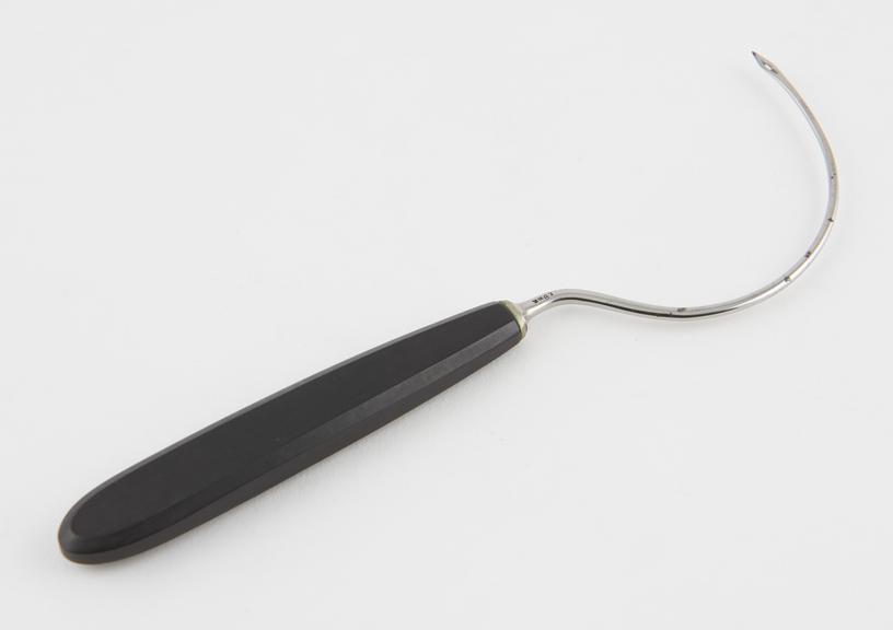 Hernia needle, steel and ebony, by Luer, French, 19th century