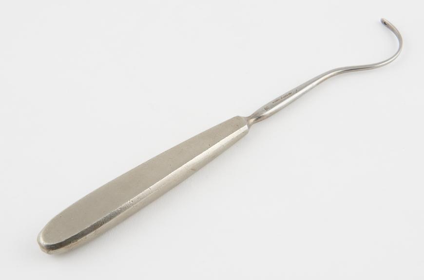 Aneurism needle with  metal handle, nickel-plated, issued by H