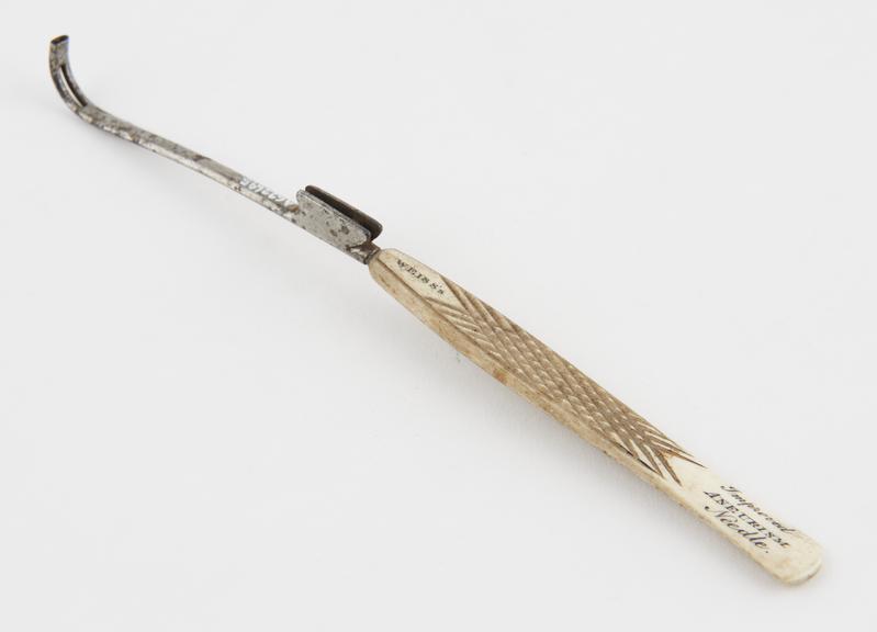 Aneurism needle, Weiss', steel and ivory, by Weiss of London