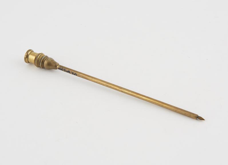 Trocar with cannula, plated metal, European, 1861-1930