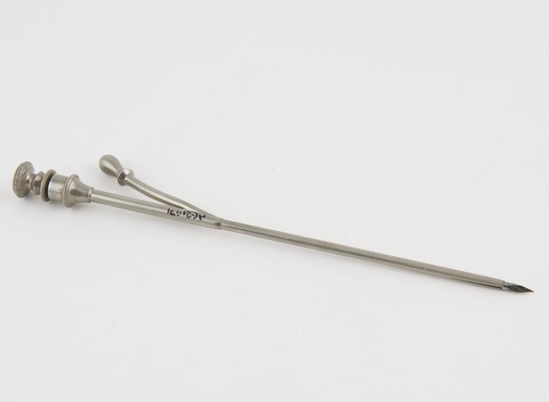 Maguire piston trocar, steel, with plated metal cannula