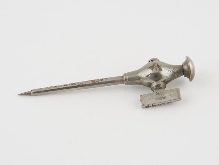 Trocar, steel, with plated metal cannula and stopcock