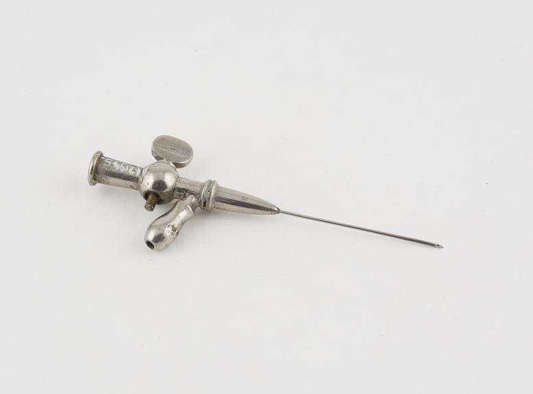 Aspirating needle, with stopcock and outlet, steel