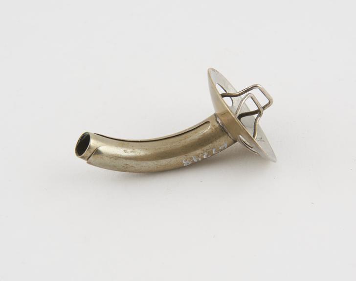 Tracheotomy cannula, silver, probably British, 1880-1920