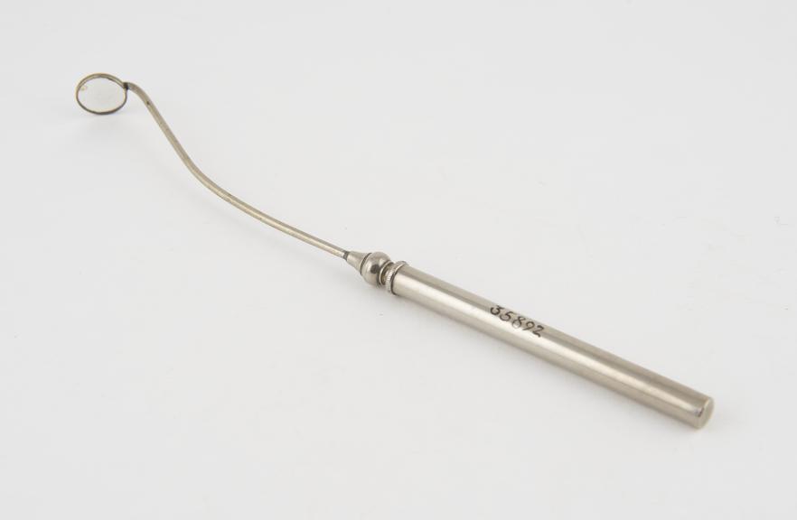 Laryngeal mirror, steel and glass, probably British