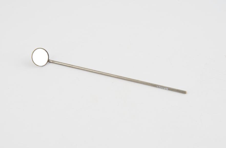 Laryngeal mirror, steel and glass, 1880-1920