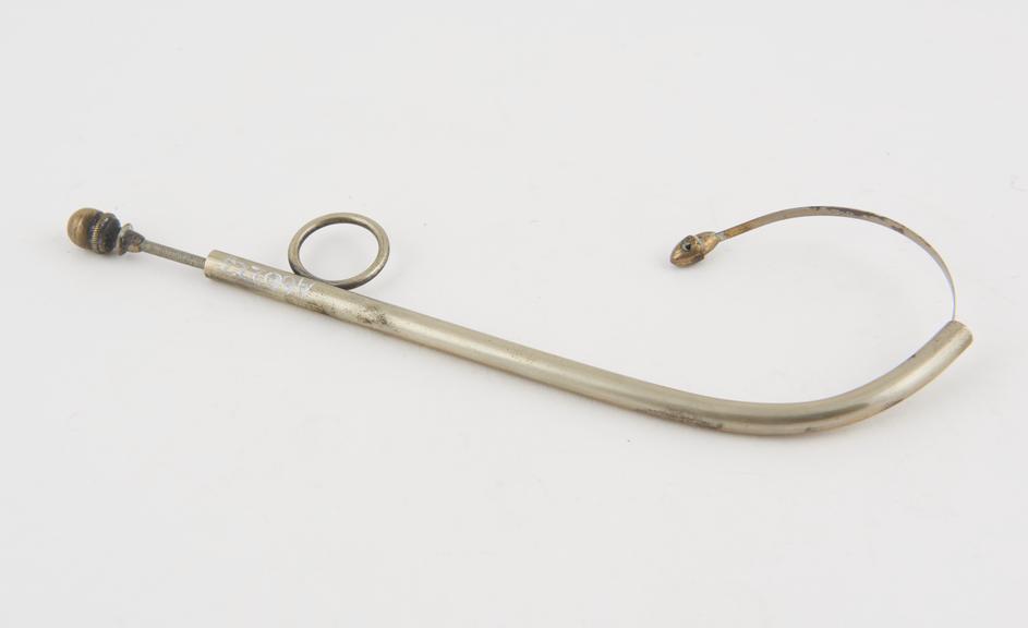 Bellocq's epistaxis cannula, plated steel, used in nose-bleeds