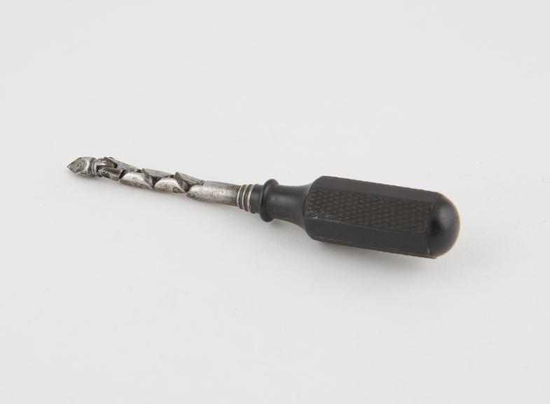 Pilot for tracheotomy cannula, steel and ebony, 19th century