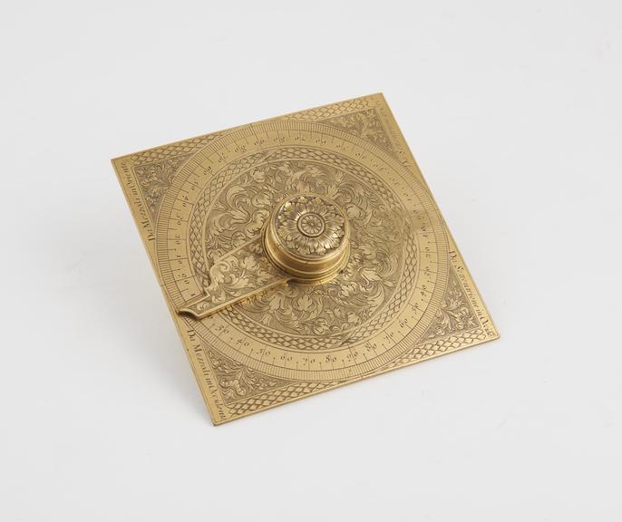 Compass and pointer set in square plate, Italian, 1601-1700