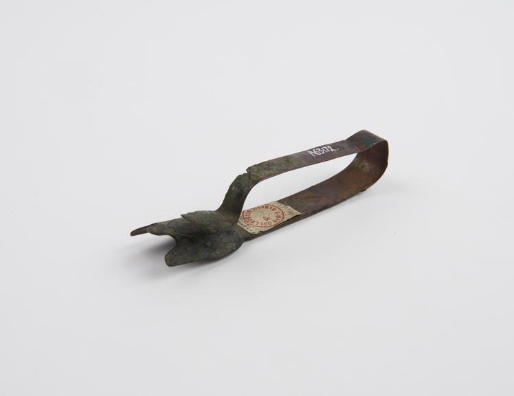 Strigil handle, bronze, Greek, found in Macedon