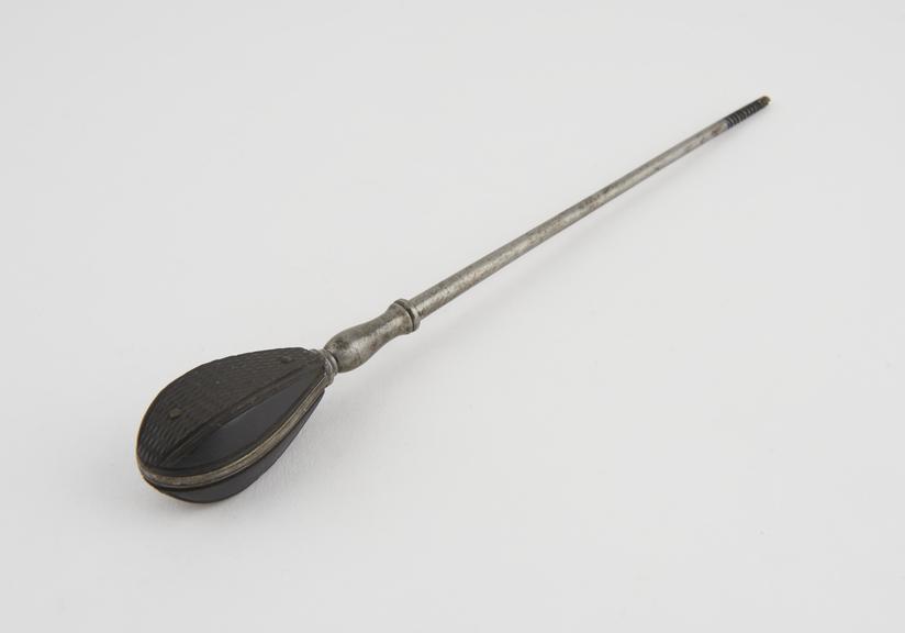 Cotton wool carrier(?), steel and ebony, 19th century