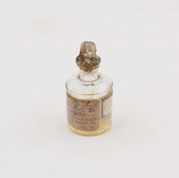 Glass stoppered jar containing compound (Lactic Acid from Ox