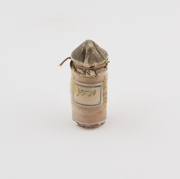 Glass stoppered jar containing compound (Bilirubin), 1870-1880