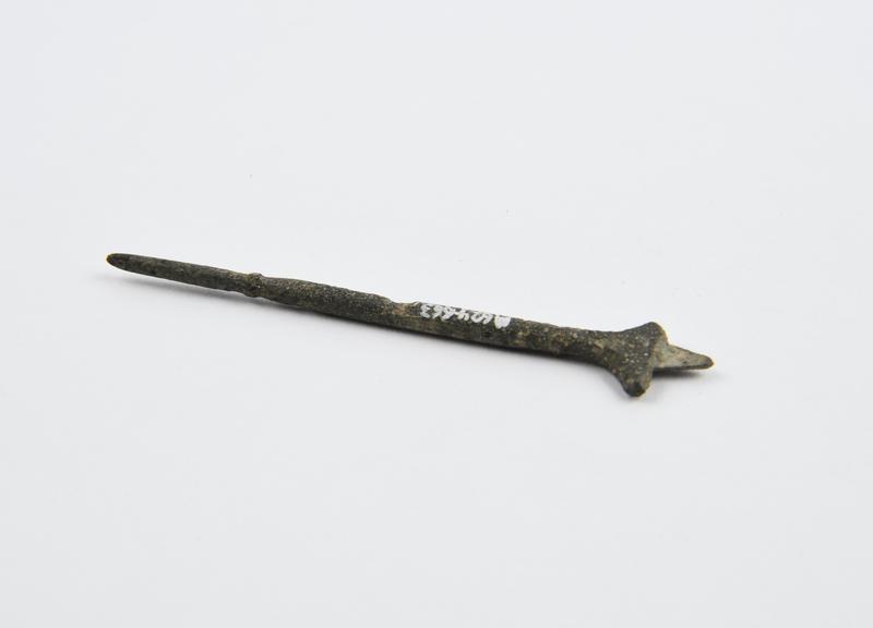 Probe or pin, bronze, head damaged, Roman (?), 199 BC to 500 AD