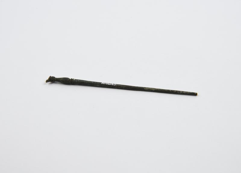 Pin, bronze, with decorated handle, Roman(?), 199BC-500AD