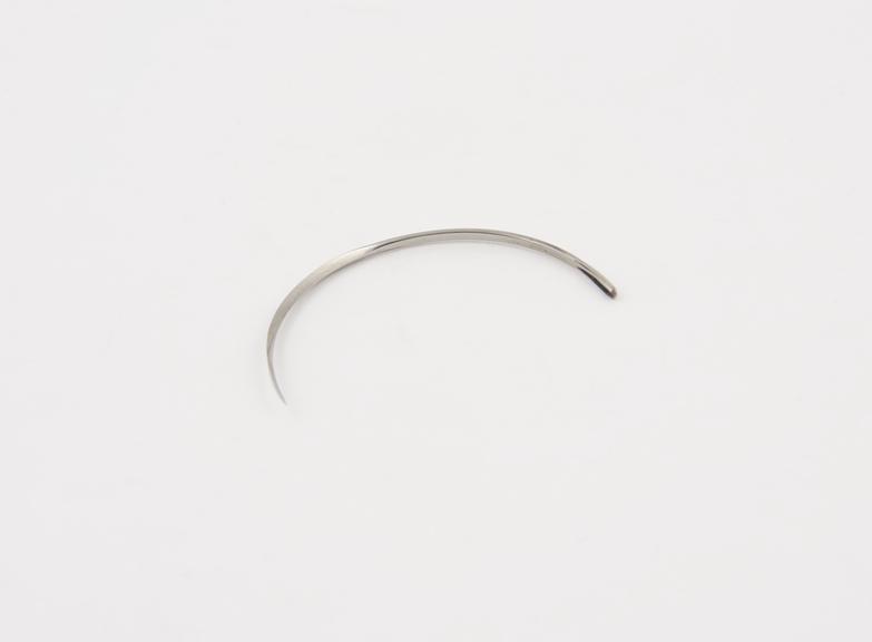 Suture needle, steel, curved