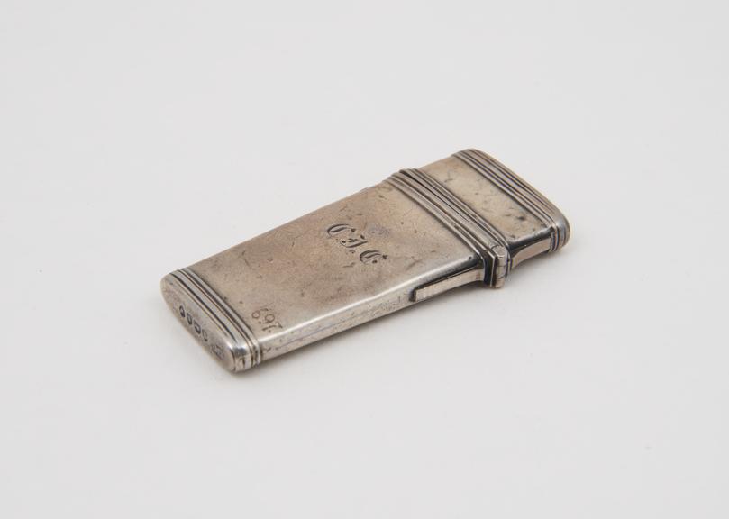 Empty lancet case, silver, made in London in 1833