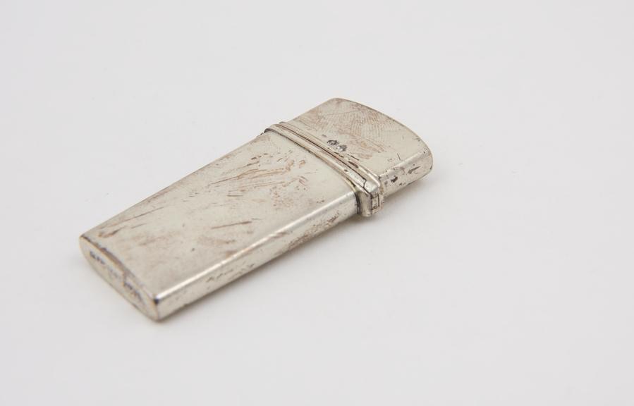 Empty lancet case, silver, made in Birmingham, 1868