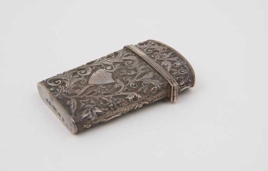 Empty lancet case, silver, made in Birmingham, 1838