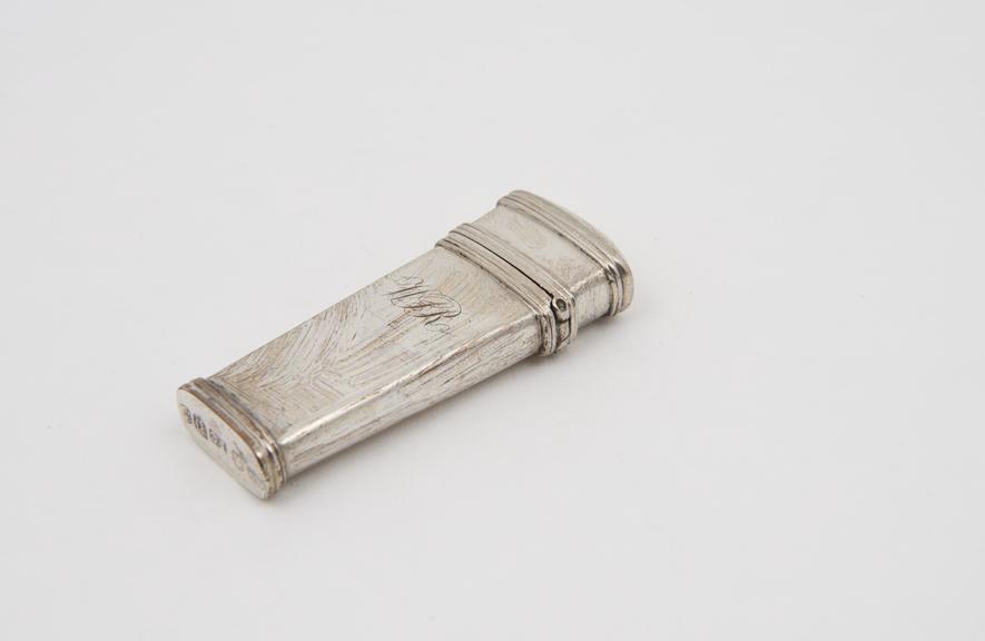 Empty lancet case, silver, made in Birmingham, 1838