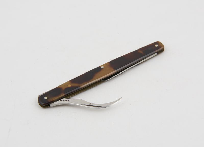 Syme's abscess knife, with gum lancet, steel, folding