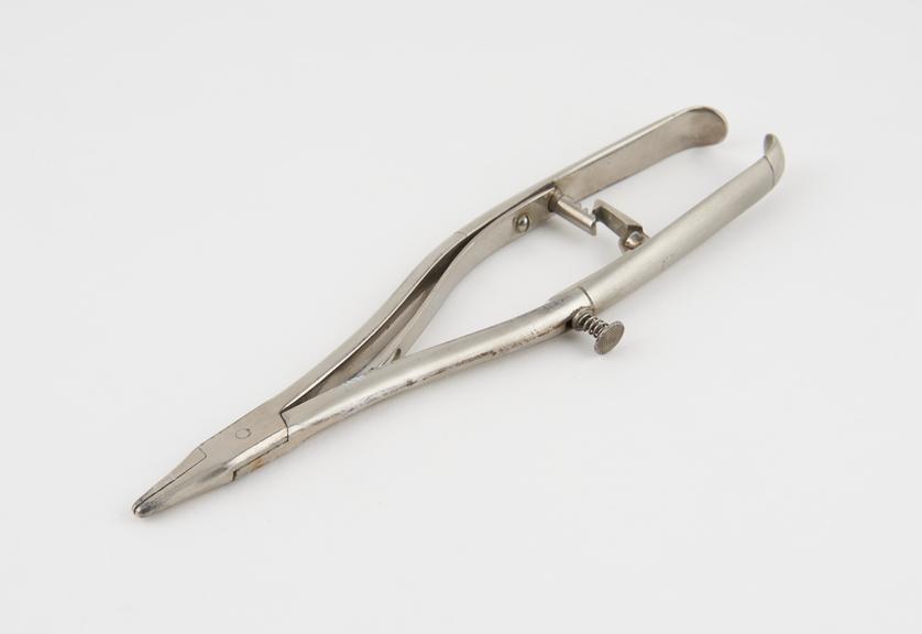 Mayo's needle-holder, steel, nickel plated, probably British