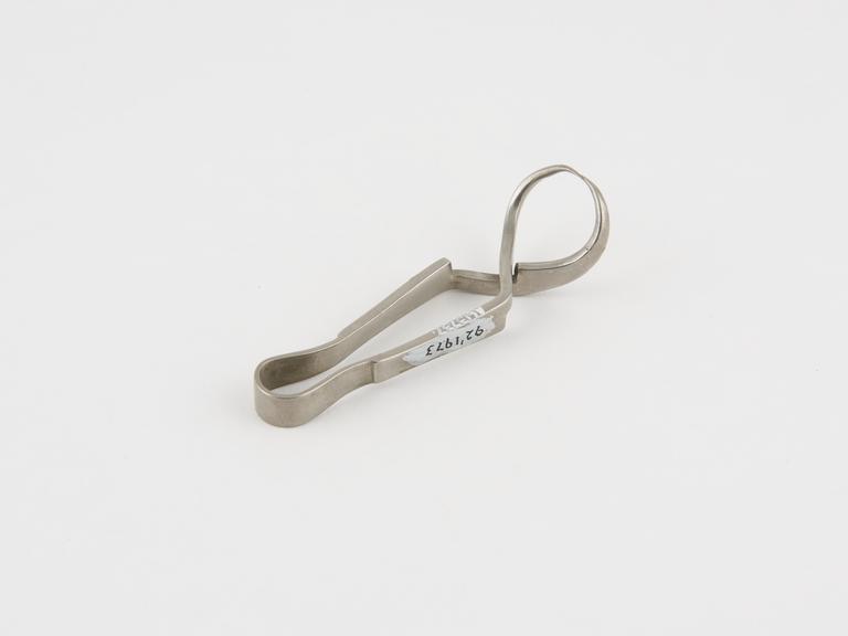 Cross-action towel clip, steel, nickel-plated, probably British