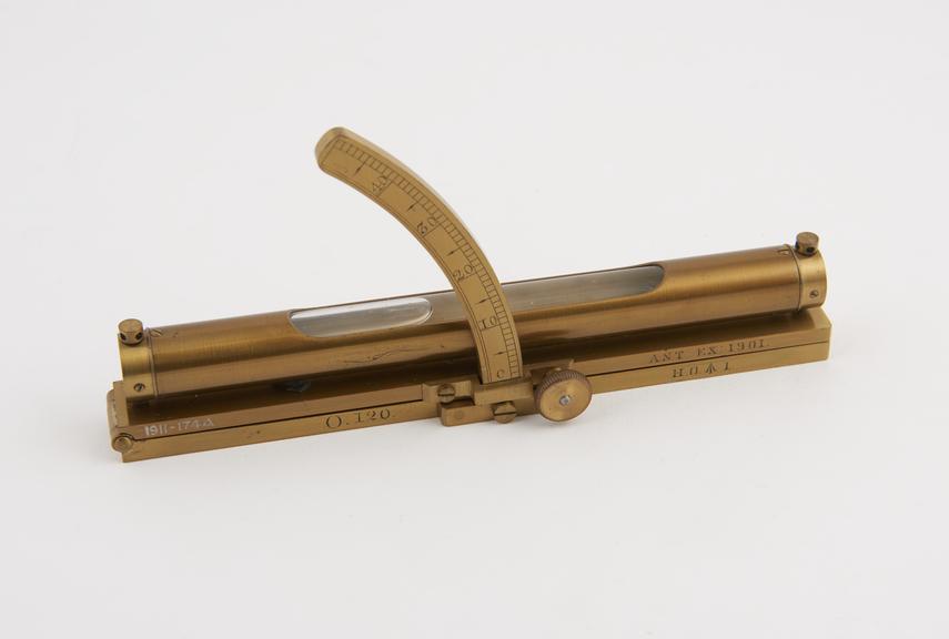 Brass clinometer, jointed-rule type, by Thomas Jones