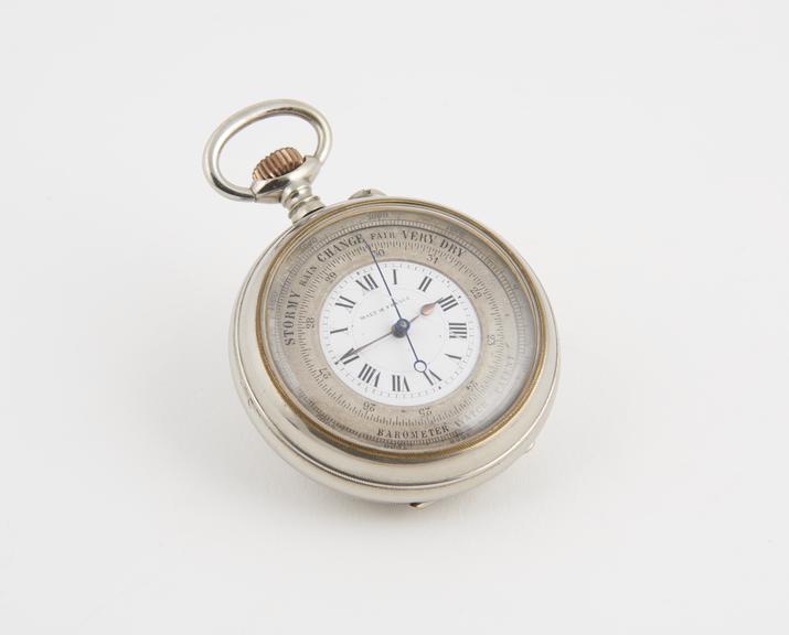 Patent combined pocket watch and aneroid barometer, French