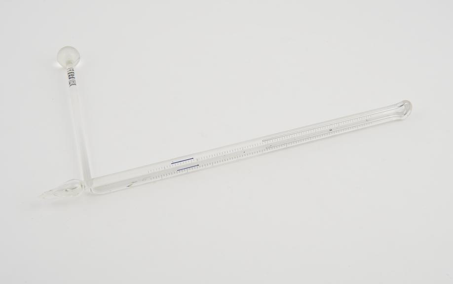 Earth mercury thermometer, angled, 100mm insertion, by G. H