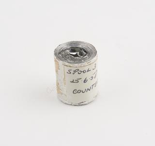 Spool 3 of aluminium rainfall record tape, counted, unsigned, United Kingdom, dated 25 June 1958