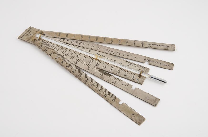 Multiple scale (six scales) thermometer designed by McAdie