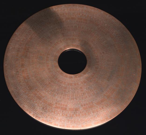 Plate, with inlaid characters, of Chinese Geomancer's compass