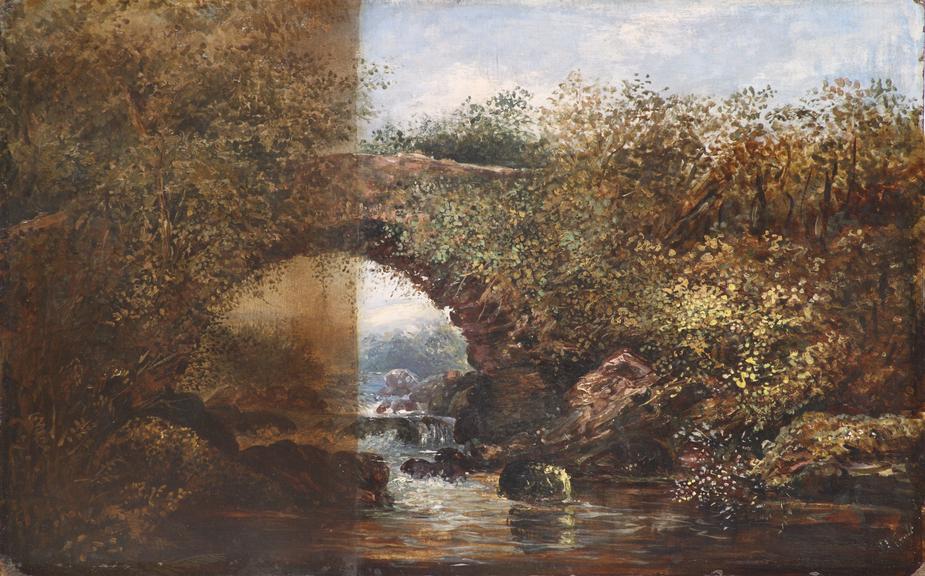 Painting. [Harford Bridge] / [M Croft, 1880]. Oil on board, 30