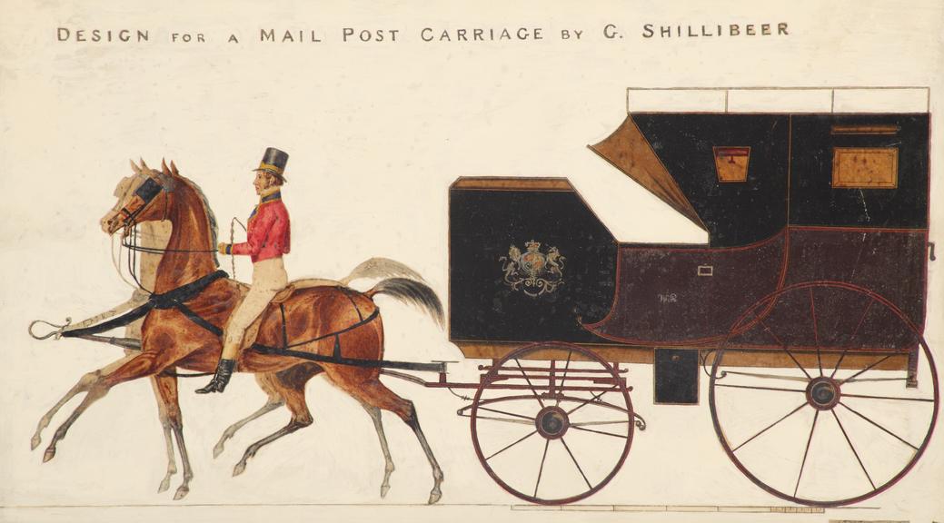 Painting. Design for a mail post carriage