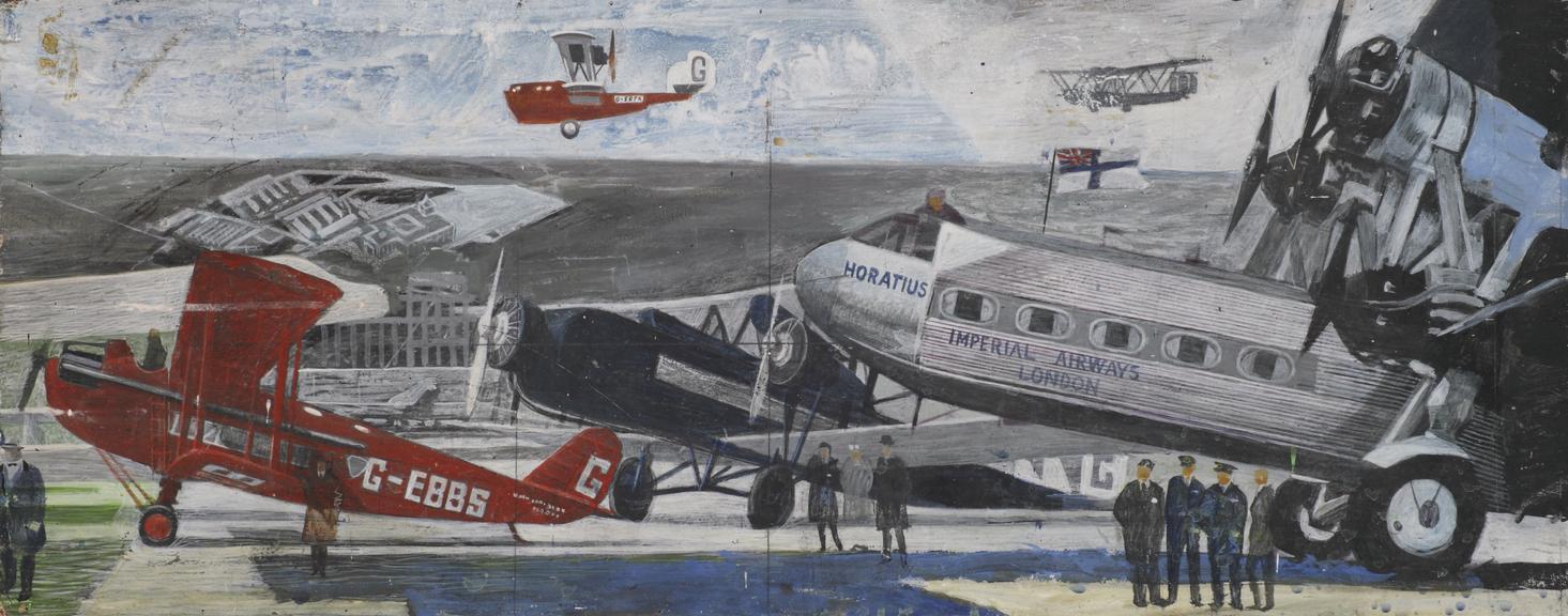 British air transport, one of 7 studies, showing three aircraft