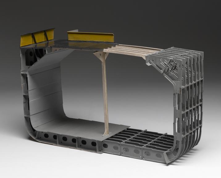 Section model, of a vessel with side water-ballast tanks