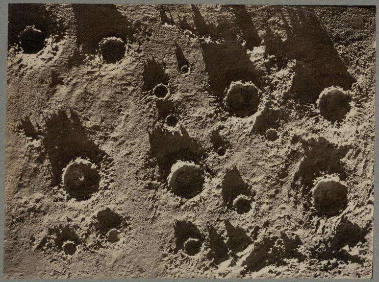 One of 15 assorted photographs of Nasmyth's crater models (black-and-white prints (photographs); models (representaions); lunar crater models)