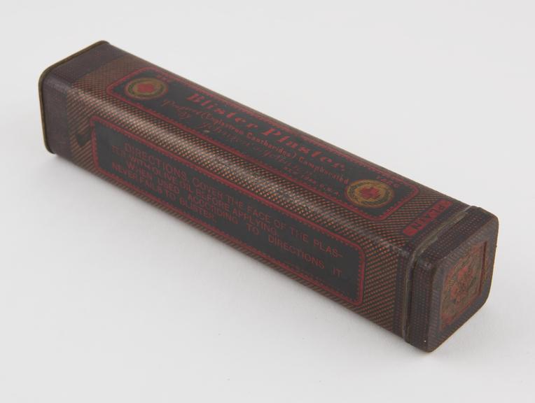 Blister plaster in tin, by Johnson and Johnson of New York