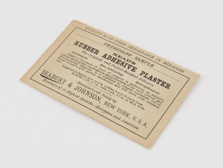 Mead's rubber adhesivve plaster in original wrapper